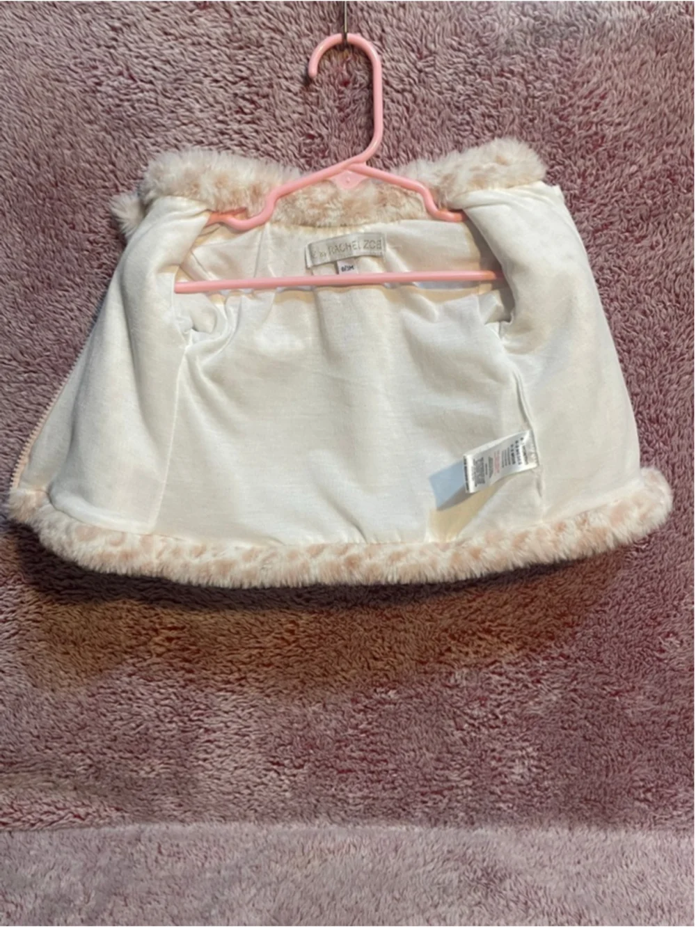 Girls 0-3 months rz by Rachel Zoe pink & white faux fur jacket